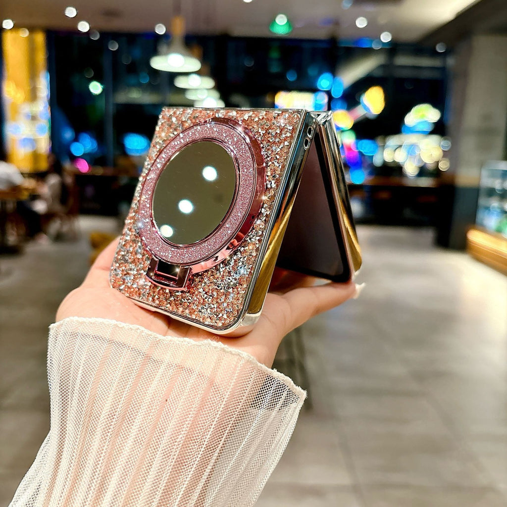 Folding Mirror Glitter Case Cover for Samsung Flip Series