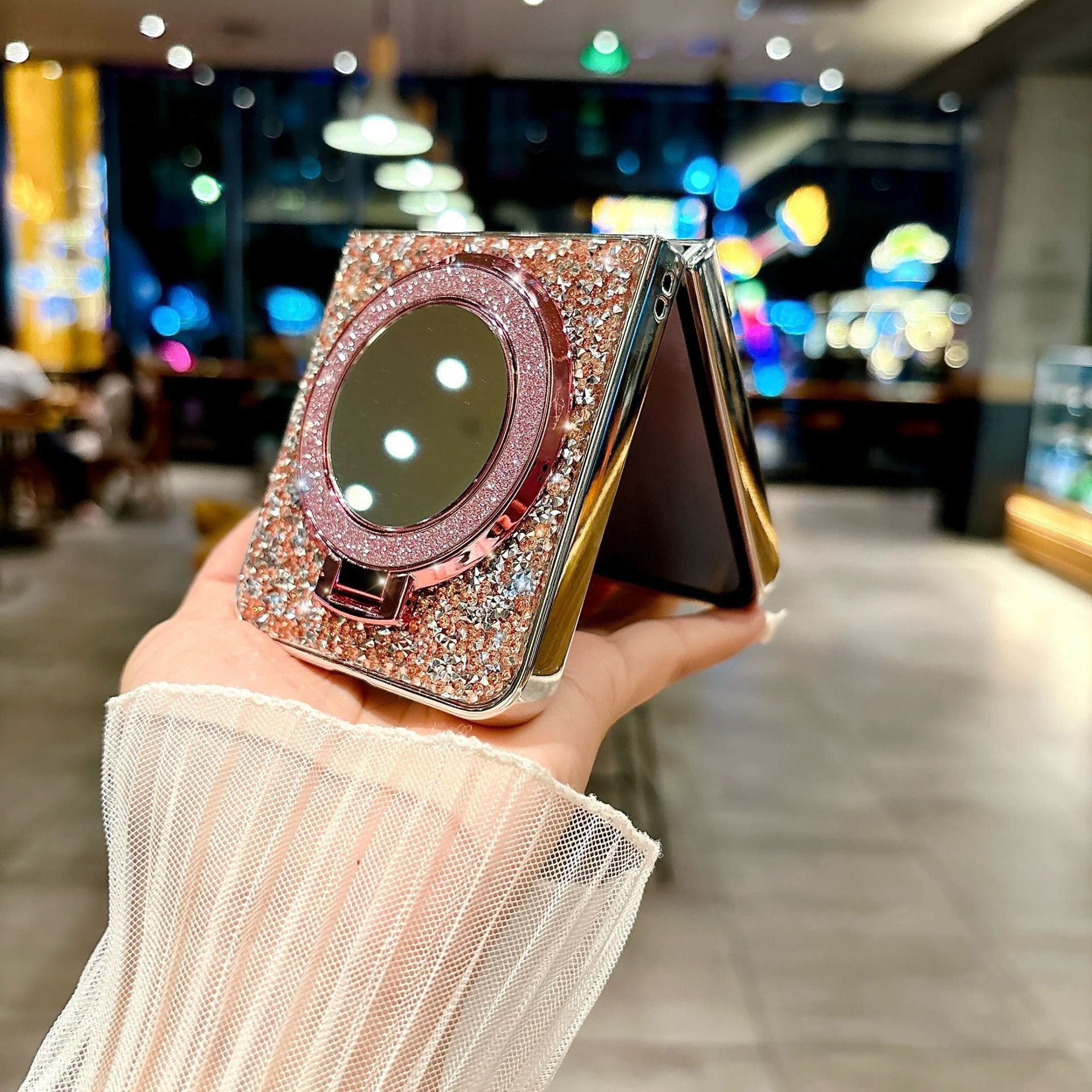 Folding Mirror Glitter Case Cover for Samsung Flip Series