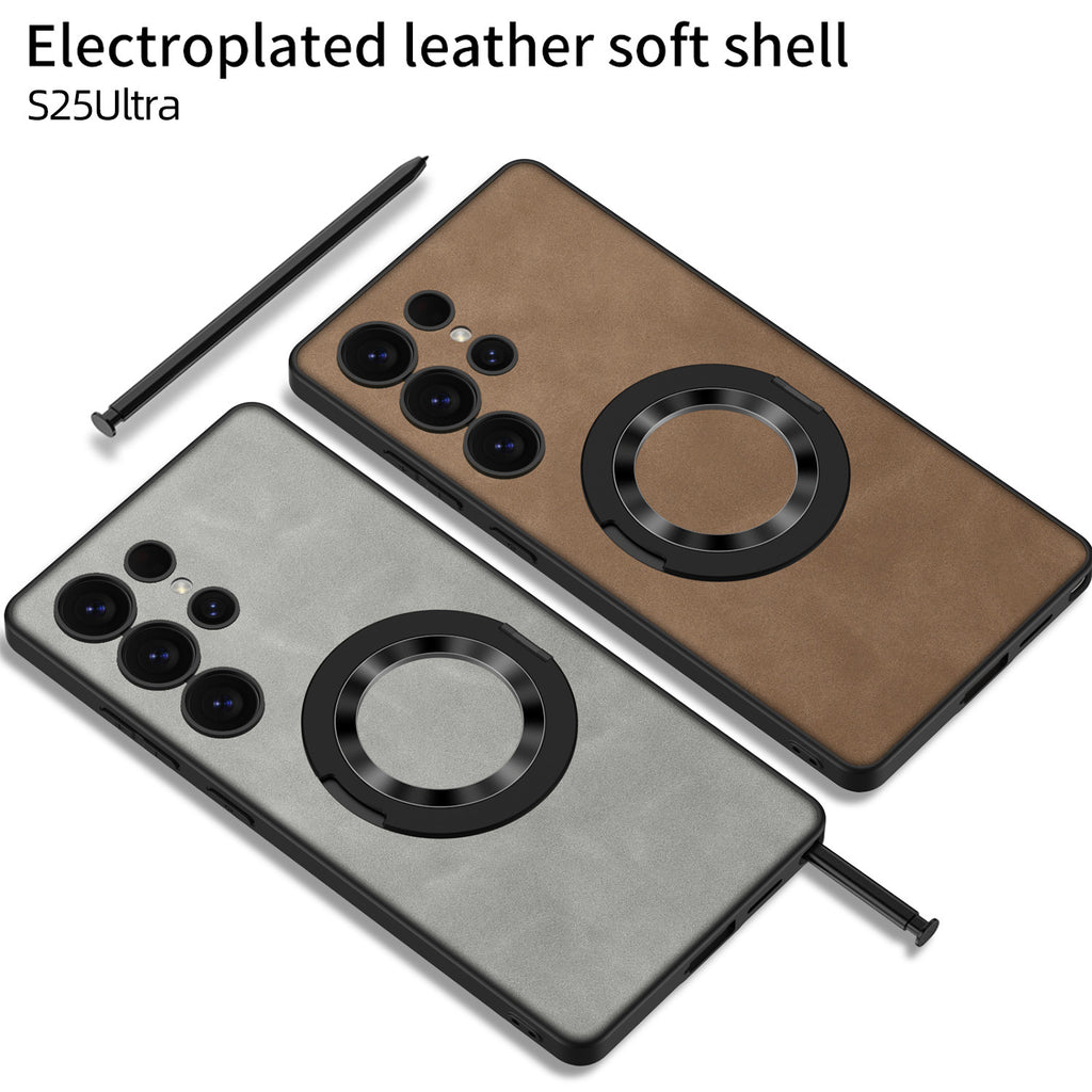 Suede Leather Magnetic Folding Stand Case Cover for Samsung S Series