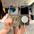 Folding Mirror Glitter Case Cover for Samsung Flip Series