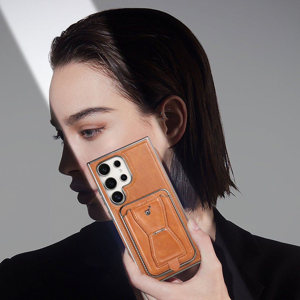 Leather Magnetic Card Case Cover for Samsung S Series