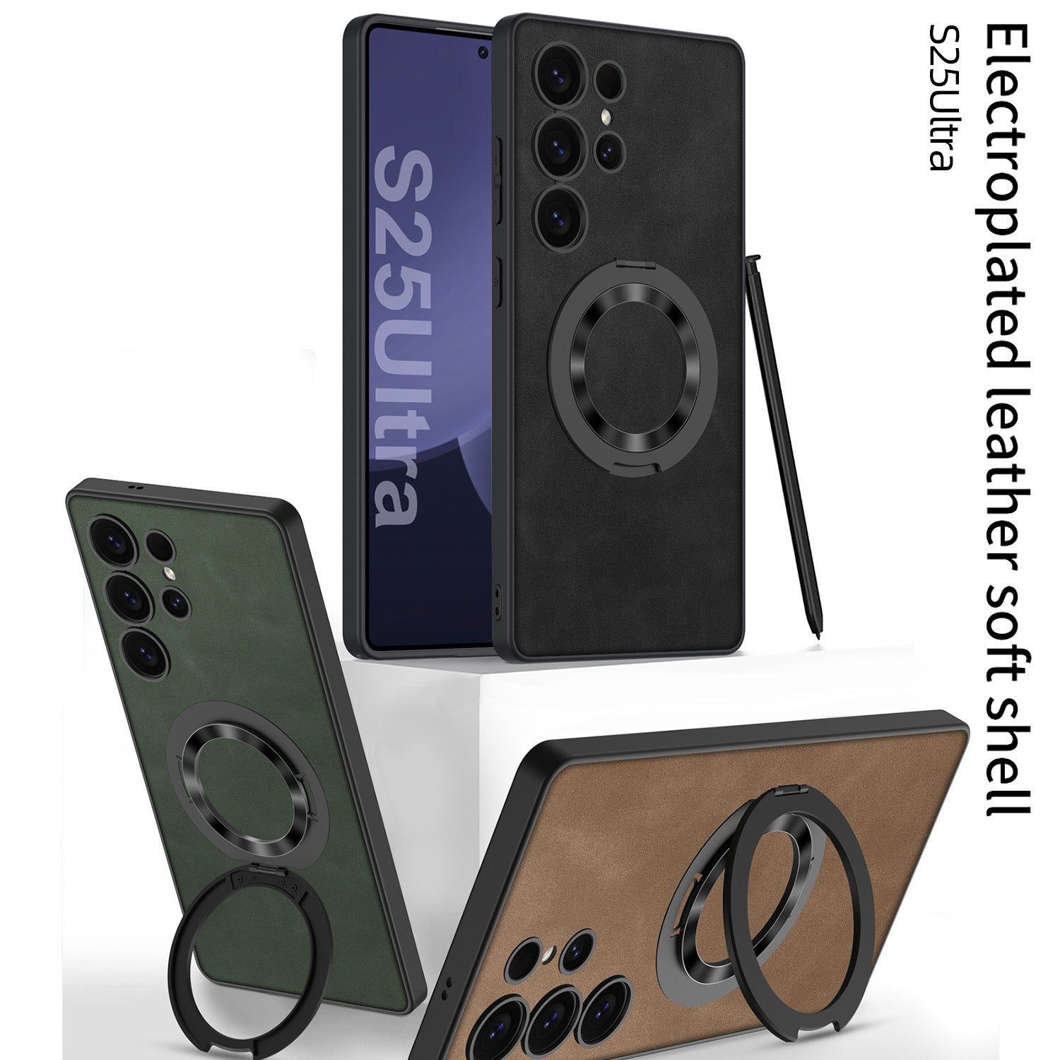 Suede Leather Magnetic Folding Stand Case Cover for Samsung S Series