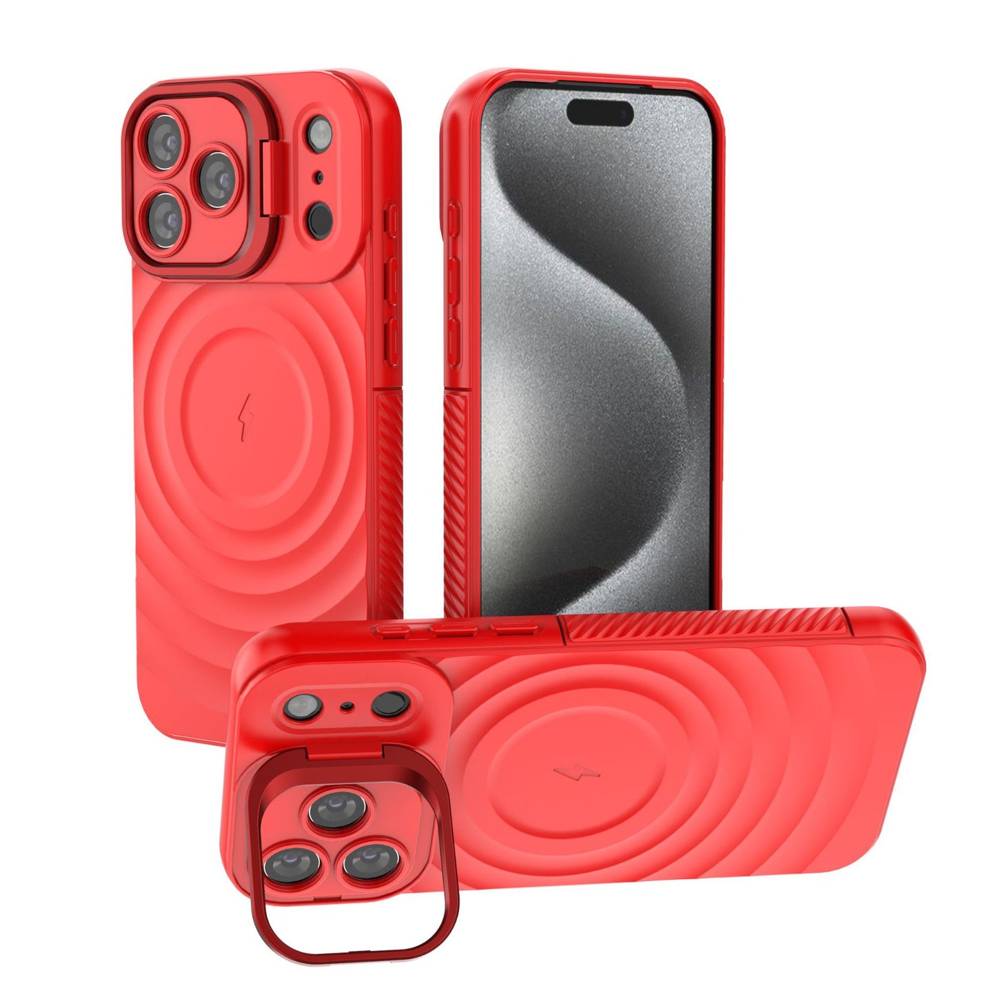 Soft Silicone Metal Lens Protector iPhone Case with Built-in Magnetic Ring