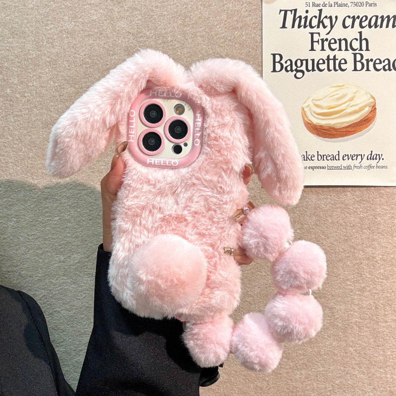 Plush Rabbit iPhone Case - Includes a Free Plush Bracelet