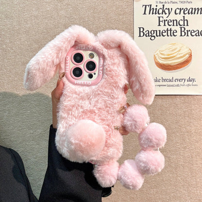 Plush Rabbit iPhone Case - Includes a Free Plush Bracelet
