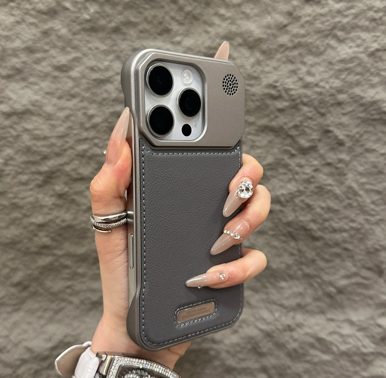 Metal Leather Aroma Case Cover for iPhone