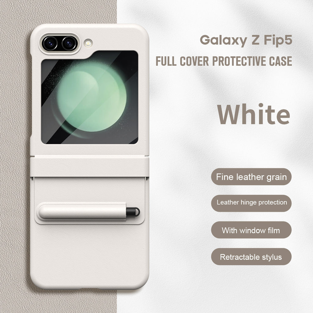 Leather Hinged Protective with Pen Slot Case Cover for Samsung Flip Serie