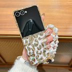 Translucent Camellia Samsung Flip Phone Case with Free Wrist Strap