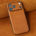 Retro PU Leather Magnetic Phone Case Compatible with iPhone 17 Series, Built‑in Mag‑Safe Magnets, Camera Raised Protection Shockproof Slim Cover