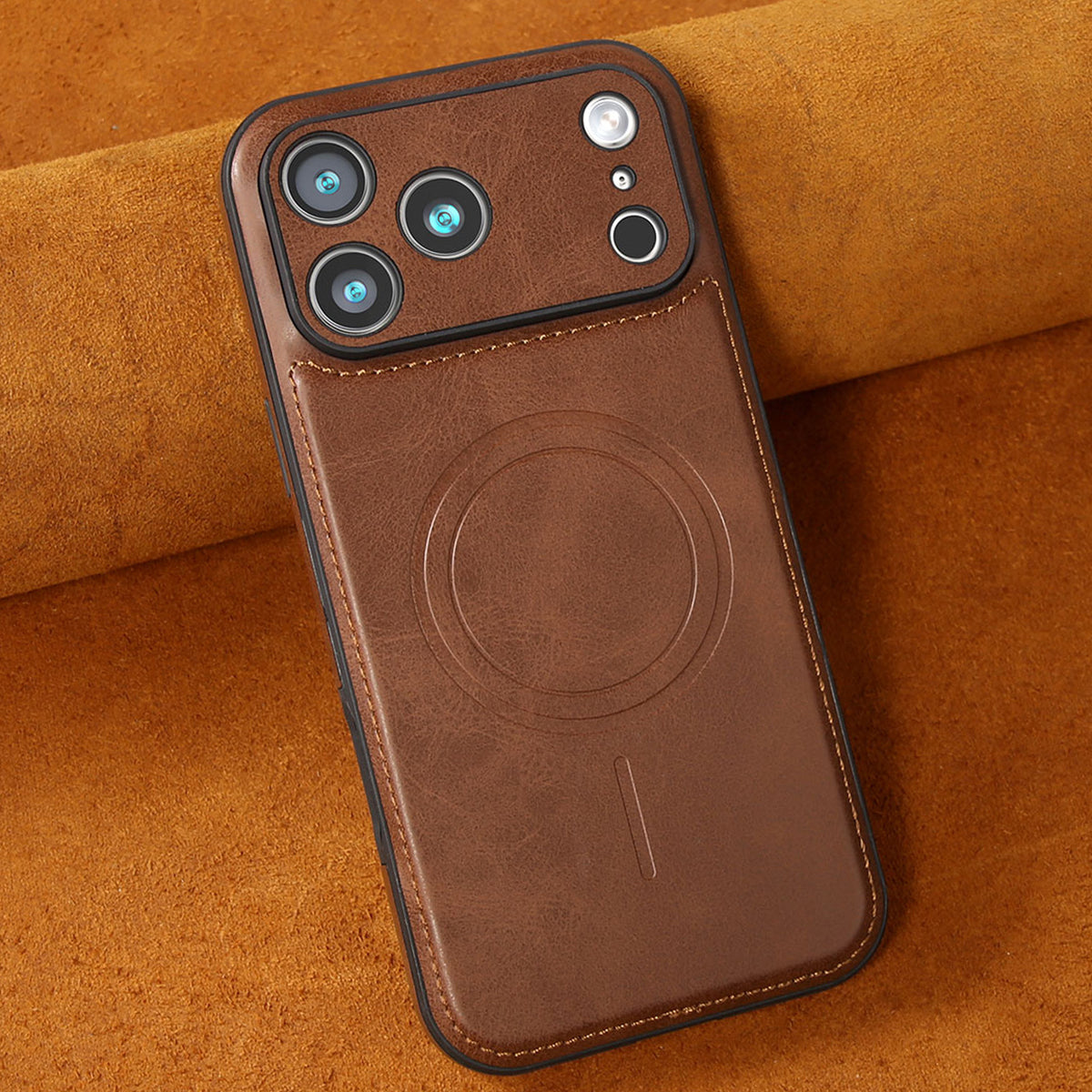 Retro PU Leather Magnetic Phone Case Compatible with iPhone 17 Series, Built‑in Mag‑Safe Magnets, Camera Raised Protection Shockproof Slim Cover