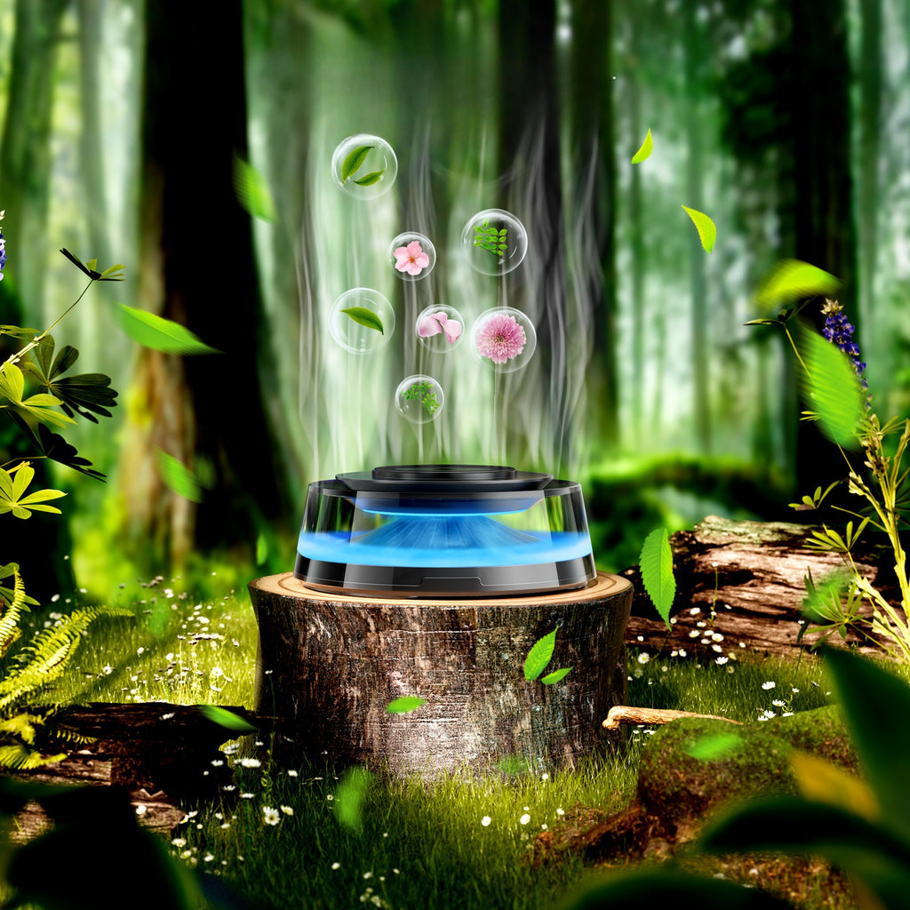 Car Aromatherapy Ambient Light with Magnetic Charging and Bluetooth Speaker Functionality