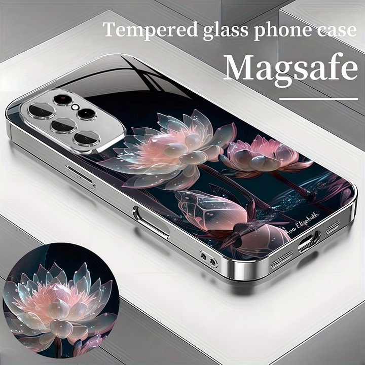 Snow Lotus Magsafe Tempered Glass Case Cover for Samsung S Series