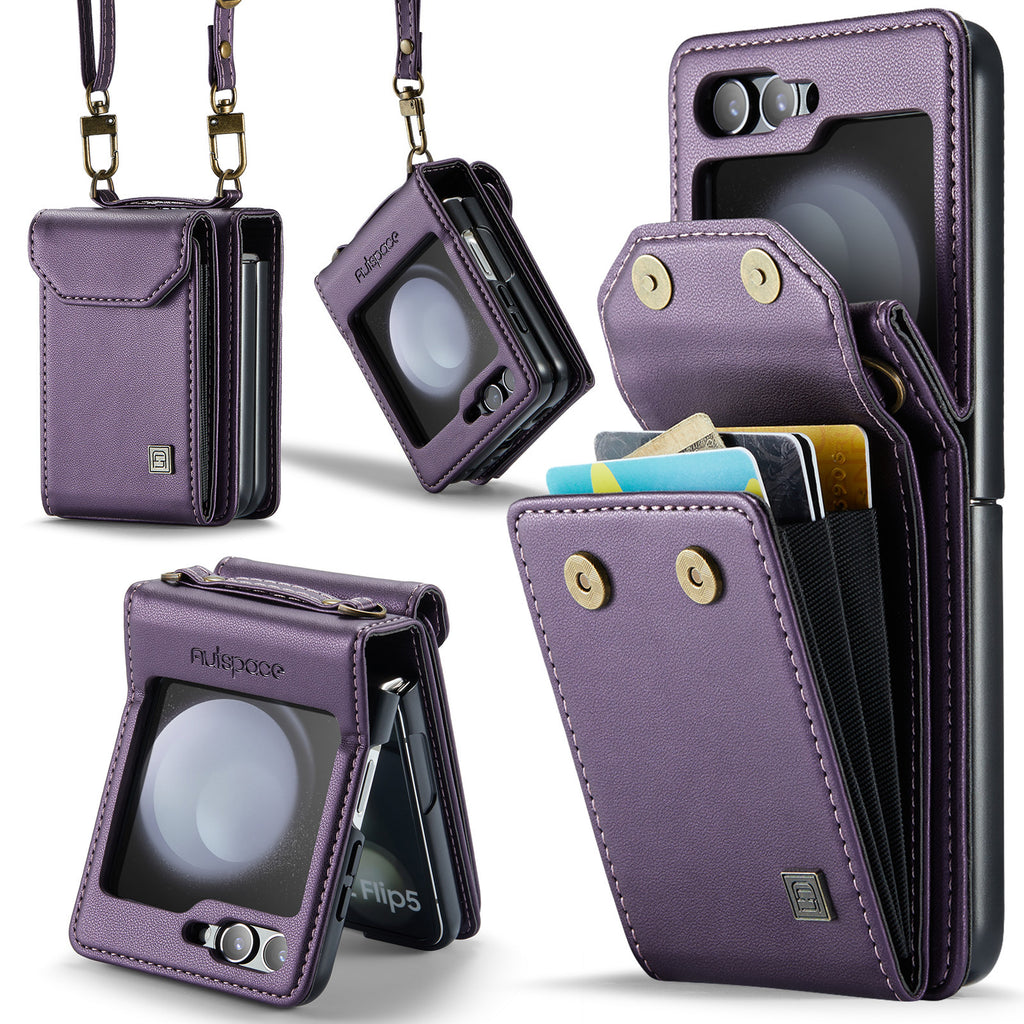 Leather Wallet Lanyard Case Cover for Samsung Flip Serie