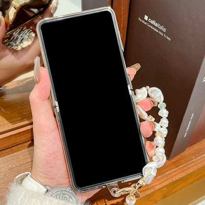 Translucent Camellia Samsung Flip Phone Case with Free Wrist Strap