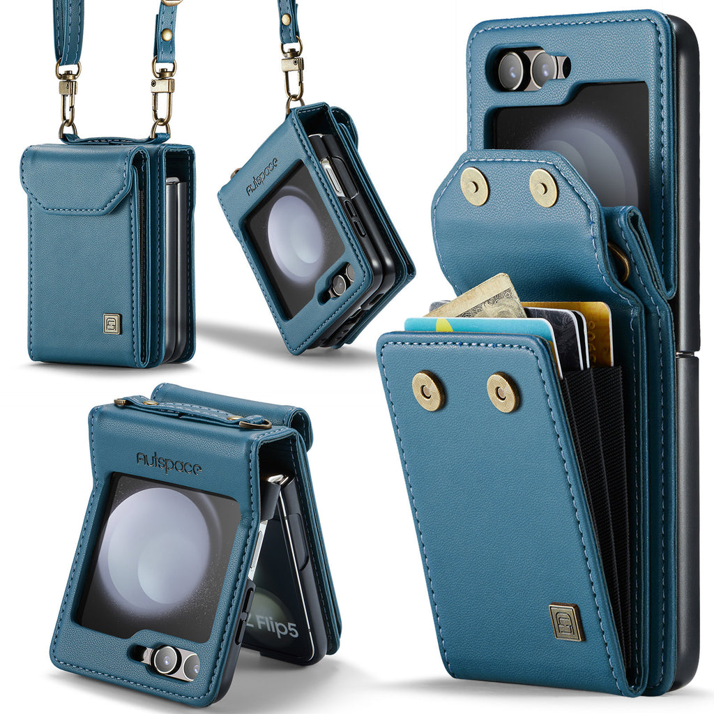 Leather Wallet Lanyard Case Cover for Samsung Flip Serie