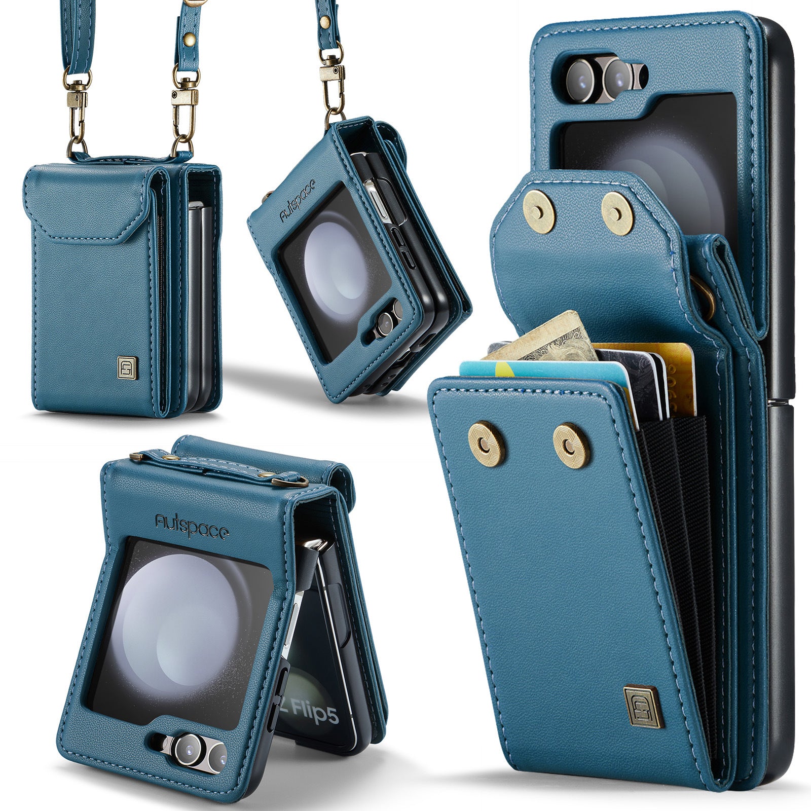 Leather Wallet Lanyard Case Cover for Samsung Flip Serie