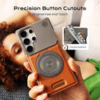 Premium Leather MagSafe Samsung Galaxy Case with 360° Ring Stand