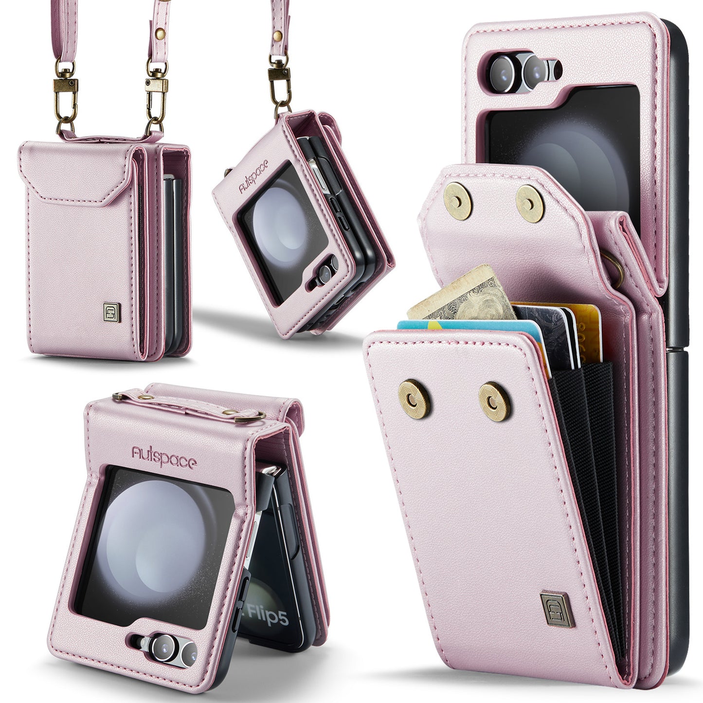 Leather Wallet Lanyard Case Cover for Samsung Flip Serie
