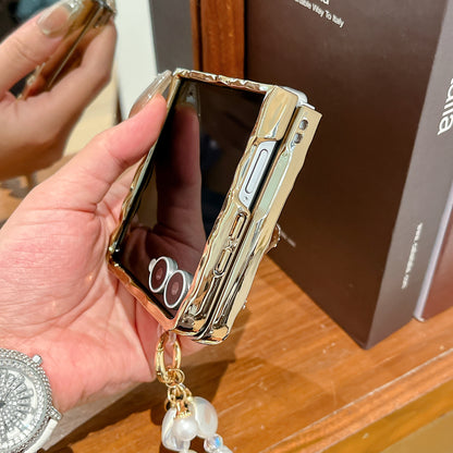 Translucent Camellia Samsung Flip Phone Case with Free Wrist Strap