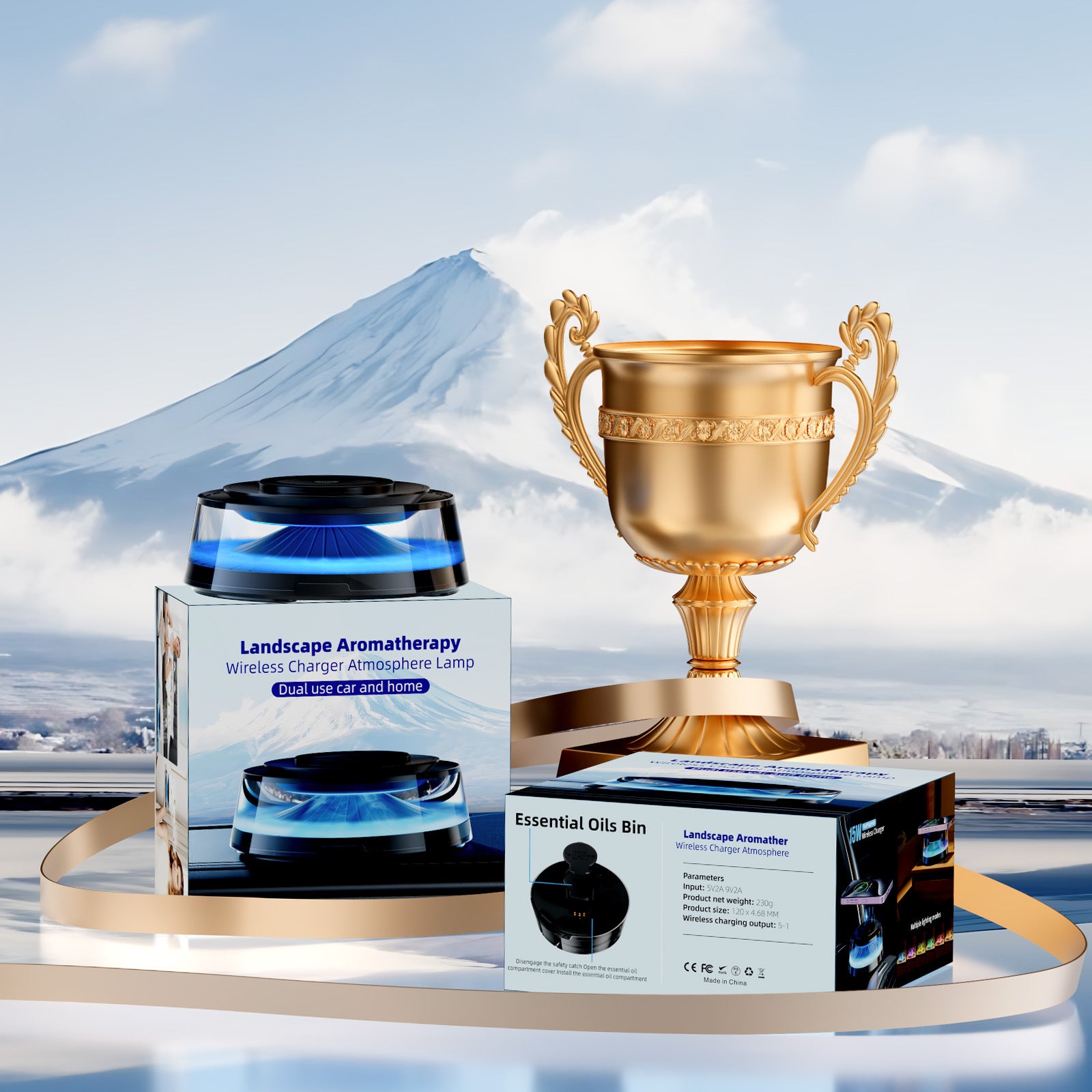 Car Aromatherapy Ambient Light with Magnetic Charging and Bluetooth Speaker Functionality