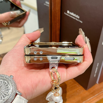 Translucent Camellia Samsung Flip Phone Case with Free Wrist Strap