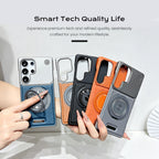 Premium Leather MagSafe Samsung Galaxy Case with 360° Ring Stand