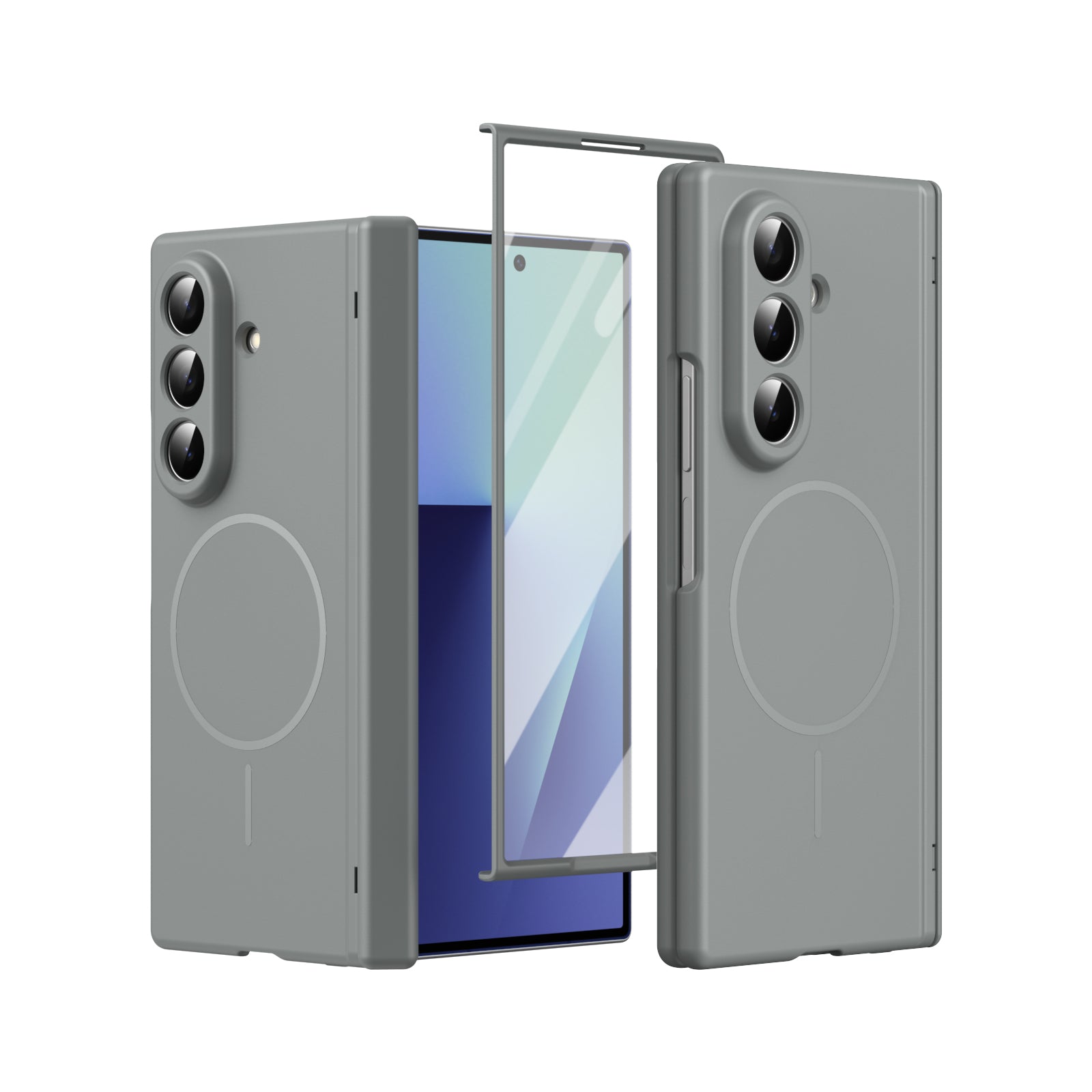 Satin-Finish Magnetic Hinge Screen-Covering Case Cover for Samusng Fold Series