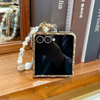 Translucent Camellia Samsung Flip Phone Case with Free Wrist Strap
