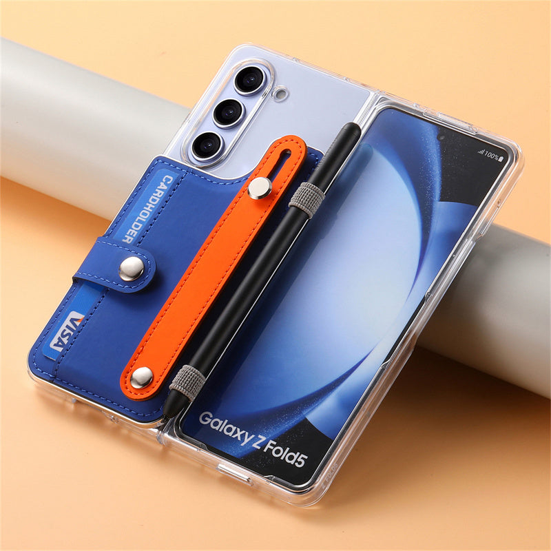 Multifunctional Card Case and Portable Wrist Strap Case Cover for Samsung Fold Series
