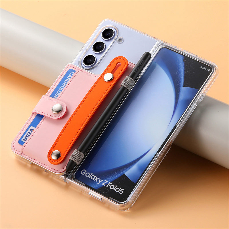 Multifunctional Card Case and Portable Wrist Strap Case Cover for Samsung Fold Series