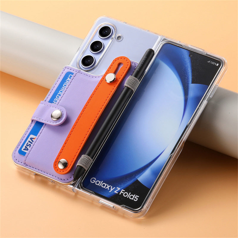 Multifunctional Card Case and Portable Wrist Strap Case Cover for Samsung Fold Series