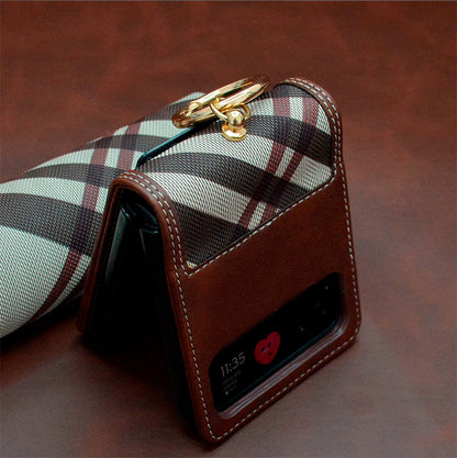 Hand-stitched Leather Case Cover for Samsung Flip Serie