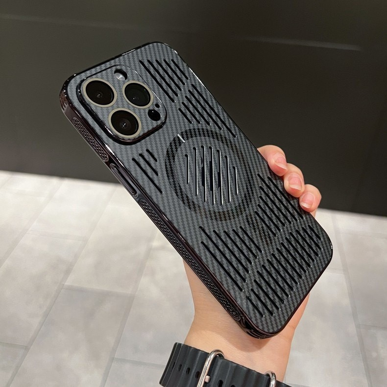 Carbon Fiber Honeycomb Heat Dissipation Magnetic Case Cover for iPhone