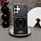 Premium Leather MagSafe Samsung Galaxy Case with 360° Ring Stand