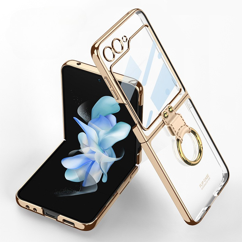 Ultra-clear Clear Plating Finger Clasp Case Cover for Samsung Flip Series