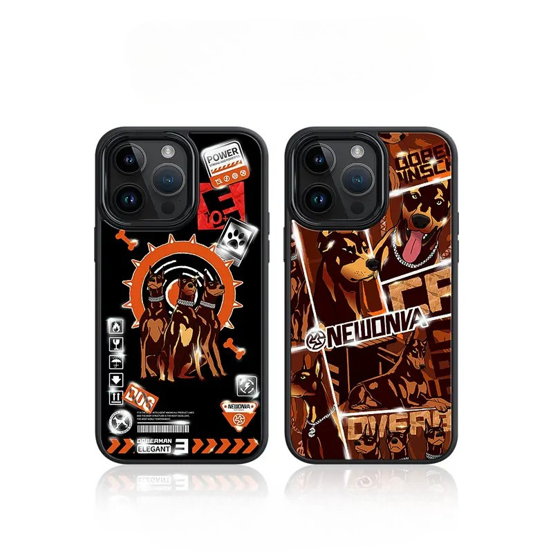 Gilt Glass Doberman Pinscher Patterned Case Cover for iPhone