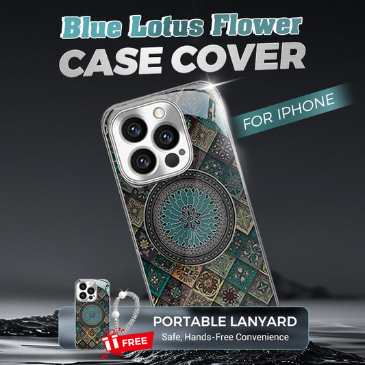 Colorful Blue Lotus Flower Totem Case Kit for iPhone - Get a FREE Exquisite Diamond Bracelet!🔥