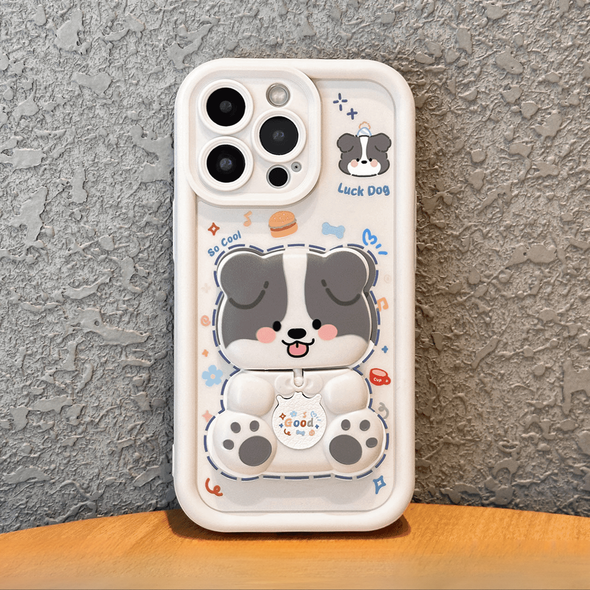 Folding Puppy Stand Case Cover for iPhone