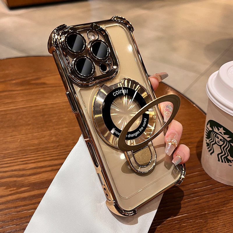 Four Corners Airbag Protection Folding Metal Stand Case Cover for iPhone