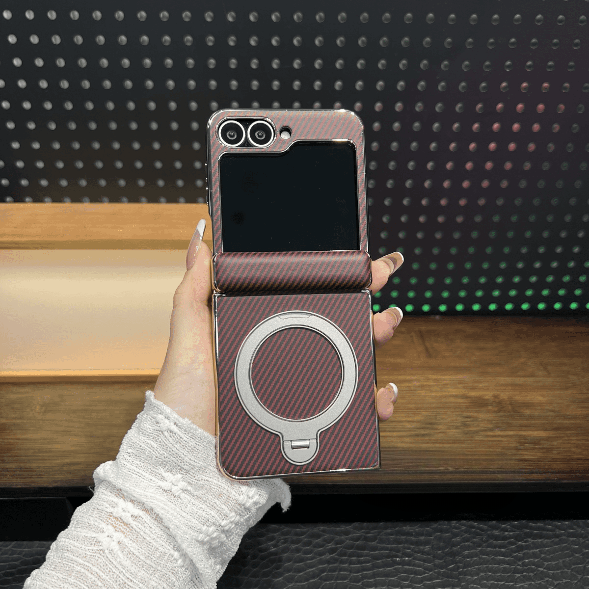 Carbon Fiber Hinge Protective Case Cover for Samsung Flip Serie