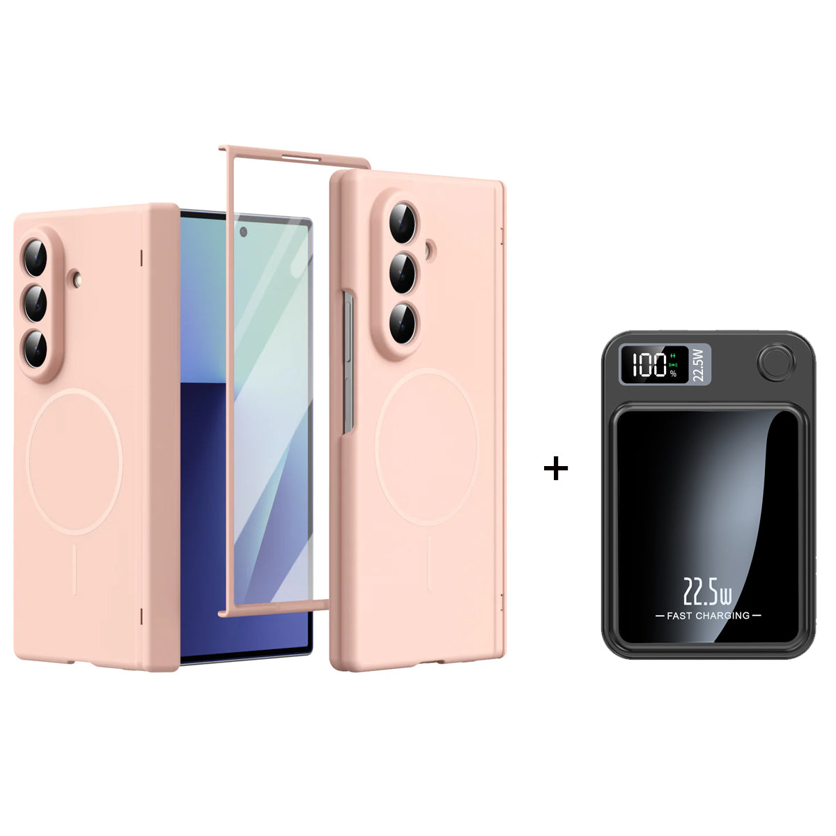 Satin-Finish Magnetic Hinge Screen-Covering Case Cover for Samusng Fold Series