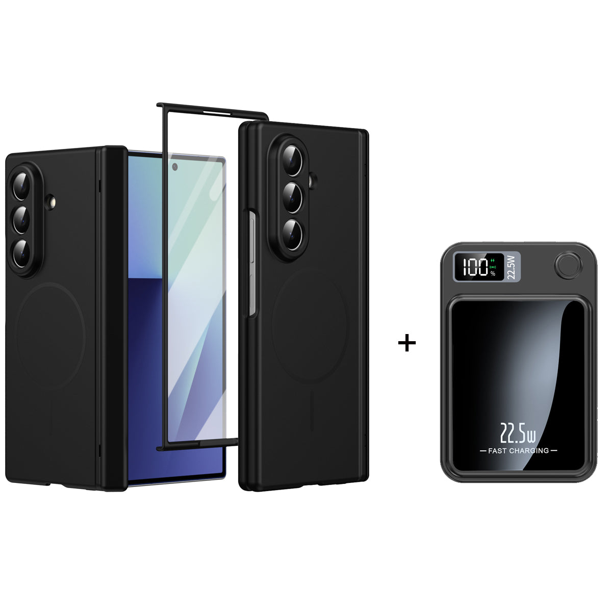 Satin-Finish Magnetic Hinge Screen-Covering Case Cover for Samusng Fold Series