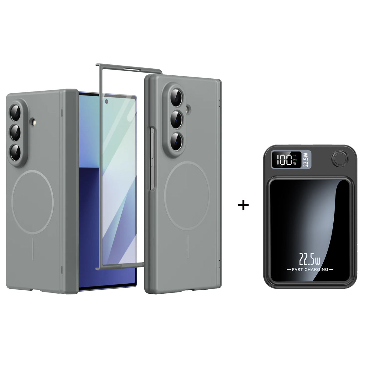 Satin-Finish Magnetic Hinge Screen-Covering Case Cover for Samusng Fold Series