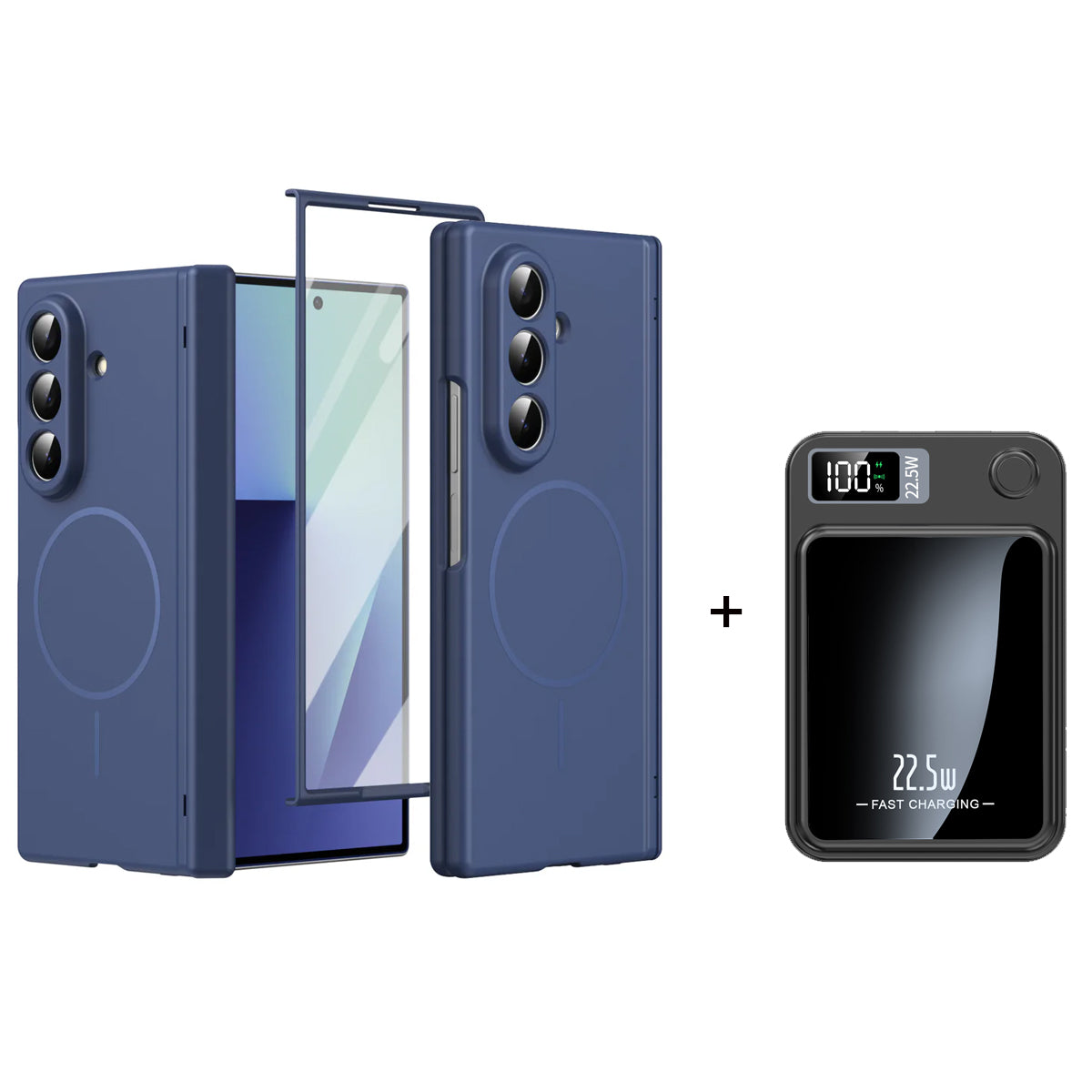 Satin-Finish Magnetic Hinge Screen-Covering Case Cover for Samusng Fold Series