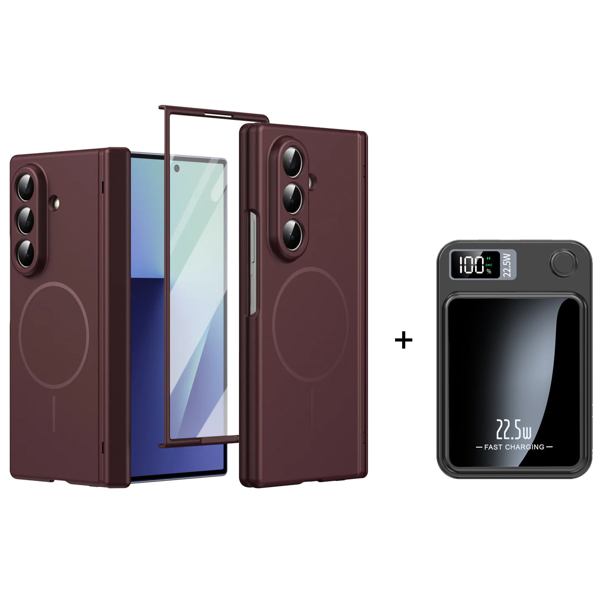 Satin-Finish Magnetic Hinge Screen-Covering Case Cover for Samusng Fold Series