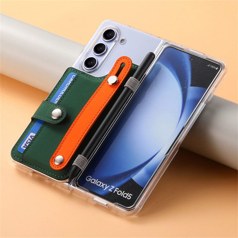 Multifunctional Card Case and Portable Wrist Strap Case Cover for Samsung Fold Series