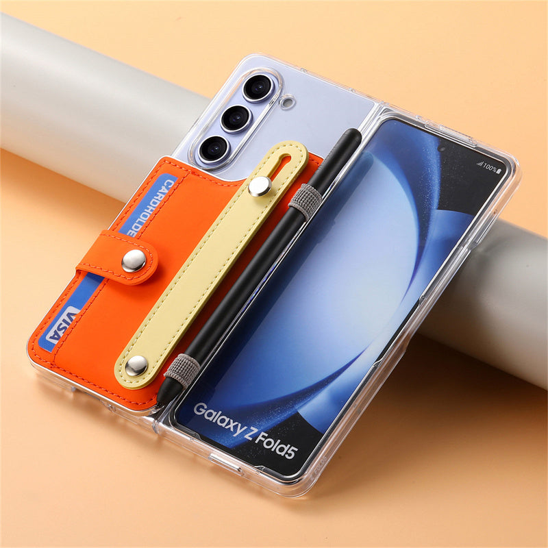 Multifunctional Card Case and Portable Wrist Strap Case Cover for Samsung Fold Series