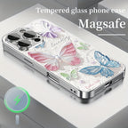 Crystal Butterfly Glass Magnetic Case Cover for iPhone