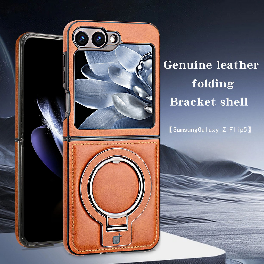 Thickened Luxury Leather Protective Metal Stand Case Cover for Samsung Flip Series