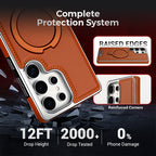 Leather-backed Magnetic Folding Stand Case for Samsung S Series